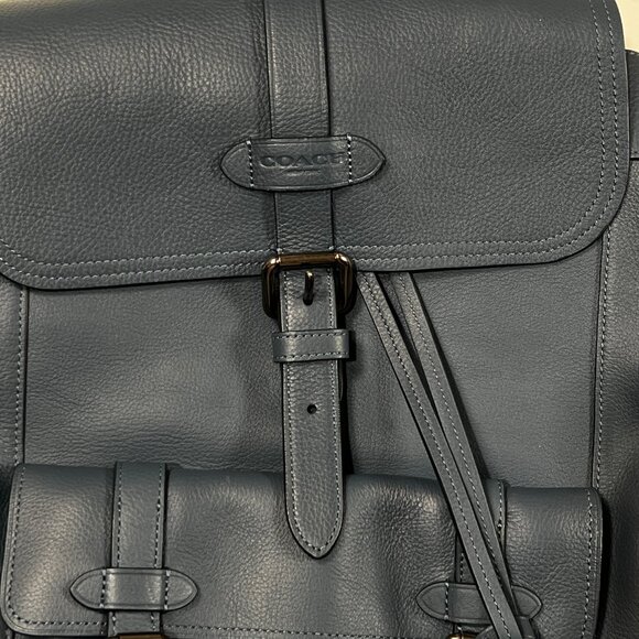 Coach‎ Hudson Leather Backpack Teal Blue Bucket School Work Briefcase Office main image 13